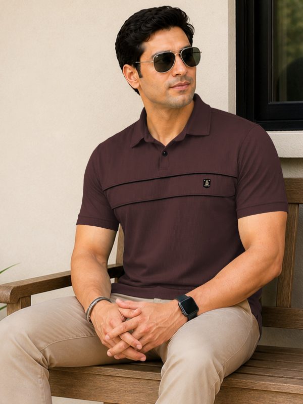 VeBNoR Men Solid Polo Neck Polyester Brown T-Shirt
